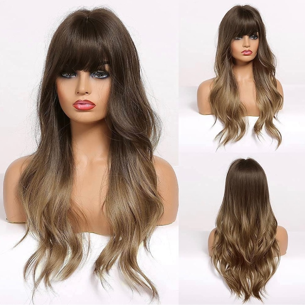 Human hair blend blonde ombré wave wig